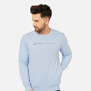 Men Full Sleeve Color Block Sweatshirt Latest SkyBlue